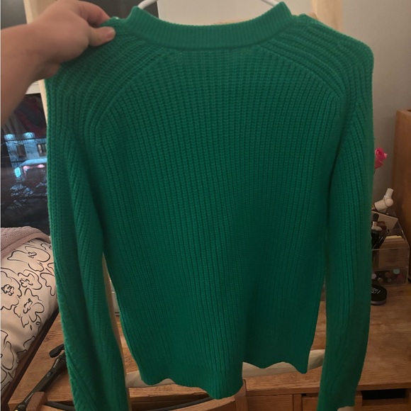 Sézane Darius Wool Cotton Sweater Jumper in Bright Green - Picture 3 of 4